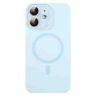 For iPhone 12 MagSafe Liquid Silicone Full Coverage Phone Case with Lens Film(Blue) - 1