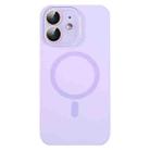 For iPhone 12 MagSafe Liquid Silicone Full Coverage Phone Case with Lens Film(Purple) - 1
