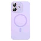 For iPhone 12 Liquid Silicone MagSafe Full Coverage Phone Case with Lens Film(Purple) - 1