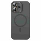 For iPhone 12 MagSafe Liquid Silicone Full Coverage Phone Case with Lens Film(Grey) - 1