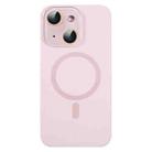 For iPhone 14 Plus Liquid Silicone MagSafe Full Coverage Phone Case with Lens Film(Pink) - 1