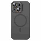 For iPhone 15 Plus MagSafe Liquid Silicone Full Coverage Phone Case with Lens Film(Grey) - 1