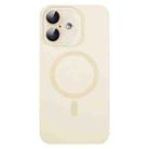 For iPhone 16 Liquid Silicone MagSafe Full Coverage Phone Case with Lens Film(White) - 1