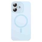 For iPhone 16 Liquid Silicone MagSafe Full Coverage Phone Case with Lens Film(Blue) - 1