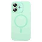 For iPhone 16 Liquid Silicone MagSafe Full Coverage Phone Case with Lens Film(Green) - 1