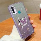 For Infinix Hot 9 Play Plated Gradient Glitter Butterfly Holder TPU Phone Case(Purple) - 1