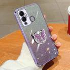 For Infinix Hot 12 Play Plated Gradient Glitter Butterfly Holder TPU Phone Case(Purple) - 1