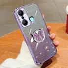 For Infinix Hot 20 Play Plated Gradient Glitter Butterfly Holder TPU Phone Case(Purple) - 1