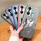 For Infinix Hot 20 Play Plated Gradient Glitter Butterfly Holder TPU Phone Case(Silver) - 2