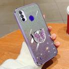 For Tecno Spark Go 2020 Plated Gradient Glitter Butterfly Holder TPU Phone Case(Purple) - 1