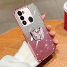 For Tecno Spark Go 2022 Plated Gradient Glitter Butterfly Holder TPU Phone Case(Pink) - 1