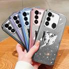 For Tecno Spark Go 2022 Plated Gradient Glitter Butterfly Holder TPU Phone Case(Silver) - 2