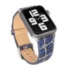 For Apple Watch 5 & 4 44mm / 3 & 2 & 1 42mm Glitter Sequins Leather Watch Band(Blue Gold) - 1