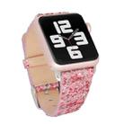 For Apple Watch Series 7 41mm / 6 & SE & 5 & 4 40mm / 3 & 2 & 1 38mm Glitter Sequins Leather Watch Band(Pink Silver) - 1