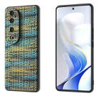 For vivo S19 Pro Black Frame Color Lattice Texture PU Phone Case(Gold) - 1