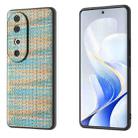 For vivo S19 Black Frame Color Lattice Texture PU Phone Case(Blue) - 1