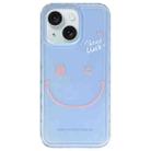 For iPhone 15 Creative Edge Simple Smiley Face Pattern TPU + PC Phone Case(Blue) - 1