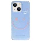 For iPhone 14 Creative Edge Simple Smiley Face Pattern TPU + PC Phone Case(Blue) - 1