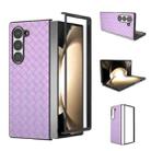 For Samsung Galaxy Z Fold6 Black Frame Woven Texture PU Phone Case(Purple) - 1