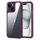 For iPhone 15 Acrylic+TPU Transparent Shockproof Phone Case(Wine Red) - 1