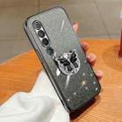 For Xiaomi Mi 10 Plated Gradient Glitter Butterfly Holder TPU Phone Case(Black) - 1
