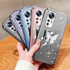 For Xiaomi 12 Plated Gradient Glitter Butterfly Holder TPU Phone Case(Silver) - 2