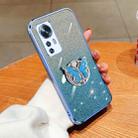 For Xiaomi 12 Plated Gradient Glitter Butterfly Holder TPU Phone Case(Sierra Blue) - 1