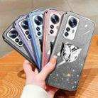 For Xiaomi 12 Pro Plated Gradient Glitter Butterfly Holder TPU Phone Case(Silver) - 2