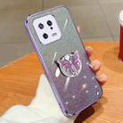 For Xiaomi 13 Plated Gradient Glitter Butterfly Holder TPU Phone Case(Purple) - 1