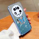 For Xiaomi 14 Ultra Plated Gradient Glitter Butterfly Holder TPU Phone Case(Sierra Blue) - 1