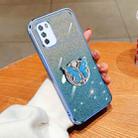 For Xiaomi Poco M3 Plated Gradient Glitter Butterfly Holder TPU Phone Case(Sierra Blue) - 1