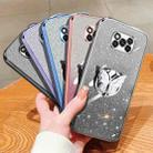 For Xiaomi Poco X3 Plated Gradient Glitter Butterfly Holder TPU Phone Case(Sierra Blue) - 2