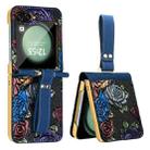 For Samsung Galaxy Z Flip5 VIETAO Integrated Embossed Pattern Full Coverage Phone Case with Wrist Strap(Blue) - 1