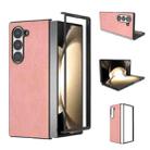 For Samsung Galaxy Z Fold6 Black Frame PU Leather Full Coverage Phone Case(Pink) - 1