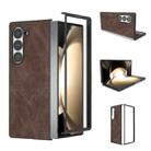 For Samsung Galaxy Z Fold6 Black Frame PU Leather Full Coverage Phone Case(Coffee) - 1