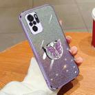 For Redmi Note 10 4G Plated Gradient Glitter Butterfly Holder TPU Phone Case(Purple) - 1
