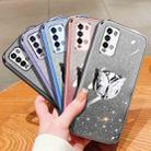 For Redmi Note 9 4G Plated Gradient Glitter Butterfly Holder TPU Phone Case(Silver) - 2