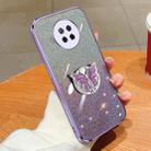 For Redmi Note 9 Pro 5G Plated Gradient Glitter Butterfly Holder TPU Phone Case(Purple) - 1