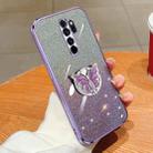 For Redmi Note 8 Pro Plated Gradient Glitter Butterfly Holder TPU Phone Case(Purple) - 1