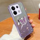 For Redmi Note 13 Pro Plated Gradient Glitter Butterfly Holder TPU Phone Case(Purple) - 1