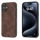 For iPhone 16 Plus Black Frame PU Leather Full Coverage Phone Case(Coffee) - 1