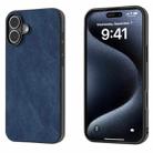 For iPhone 16 Plus Black Frame PU Leather Full Coverage Phone Case(Blue) - 1