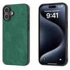 For iPhone 16 Black Frame PU Leather Full Coverage Phone Case(Green) - 1