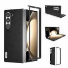 For Samsung Galaxy Z Fold6 ABEEL Black Frame Genuine Leather Elegant Phone Case(Black) - 1