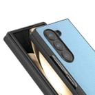 For Samsung Galaxy Z Fold6 ABEEL Black Frame Genuine Leather Elegant Phone Case(Sky Blue) - 3