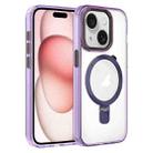For iPhone 15 Plus Crystal TPU Hybrid PC MagSafe Holder Phone Case(Transparent Purple) - 1