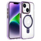 For iPhone 14 Plus Crystal TPU Hybrid PC MagSafe Holder Phone Case(Transparent Purple) - 1