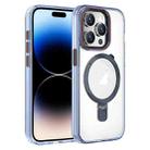 For iPhone 14 Pro Crystal TPU Hybrid PC MagSafe Holder Phone Case(Transparent Blue) - 1