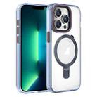 For iPhone 13 Pro Max Crystal TPU Hybrid PC MagSafe Holder Phone Case(Transparent Blue) - 1