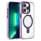 For iPhone 13 Pro Max Crystal TPU Hybrid PC MagSafe Holder Phone Case(Transparent Purple) - 1